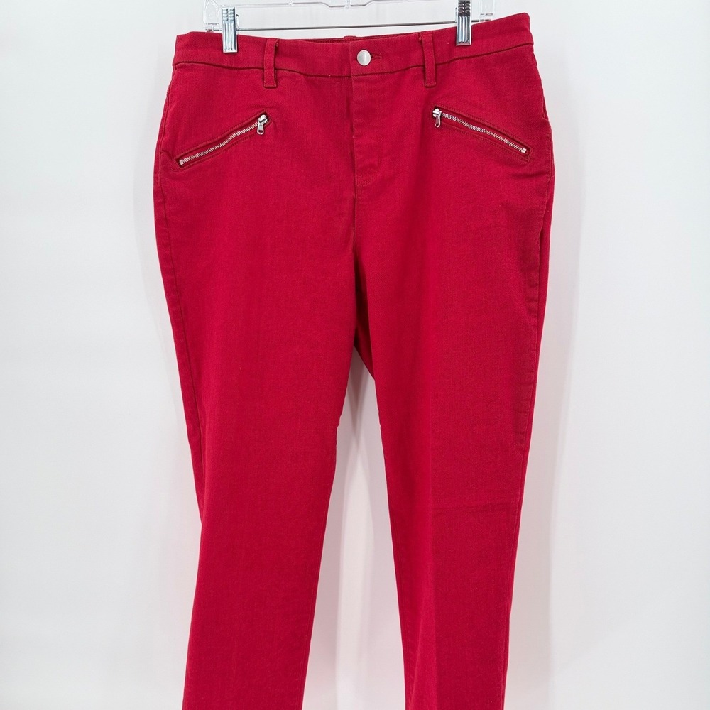 CHICOS Red So Slimming Ankle Pants Zipper Pockets Stretch Casual Trousers Size 2